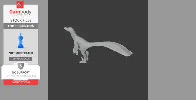 3D model of a Tsaagan, a prehistoric dinosaur, in a standing pose, ready for 3D printing.