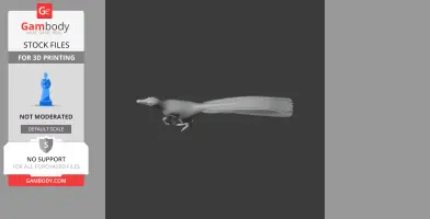 3D model of a prehistoric creature with a long tail and slender body, designed for 3D printing.