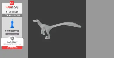 3D model of a Tsaagan dinosaur with a long tail and feathered limbs, designed for 3D printing.