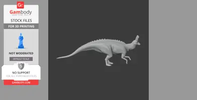 3D model of a Tsintaosaurus dinosaur, side view, textured but uncolored, for 3D printing.