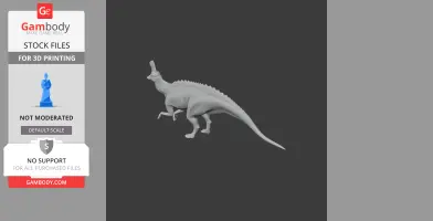 3D model of Tsintaosaurus dinosaur with distinctive crest, suitable for 3D printing.