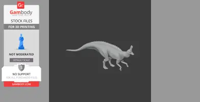 3D model of Tsintaosaurus dinosaur, designed for 3D printing, shown in side profile on a dark background.
