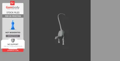 3D model of a long-necked, prehistoric dinosaur with textured skin for printing.