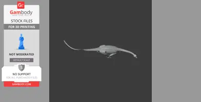 3D model of a long-necked dinosaur with a textured back and extended tail for printing.