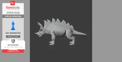 3D model of Udanoceratops dinosaur with spikes and horns, for 3D printing. Profile view.