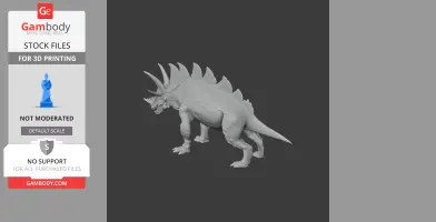 3D model of Udanoceratops, a prehistoric dinosaur, with prominent horns and back spikes, in greyscale.