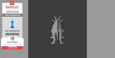 3D model of Udanoceratops from the rear view, showcasing its spiky back and legs.