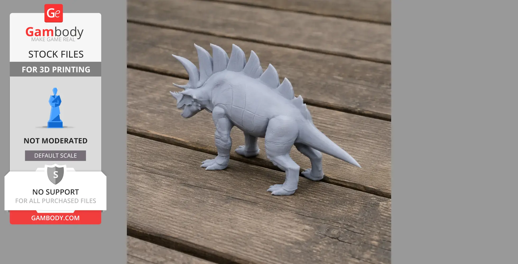 Gray 3D model of Udanoceratops, a dinosaur, with spikes and horns, suitable for printing.
