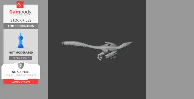 A detailed 3D model of a Utahraptor in a dynamic, running pose designed for 3D printing.