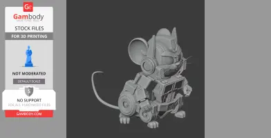 Mashup figure of a cartoon mouse styled as a robot, combining features of a mouse and a robotic suit.