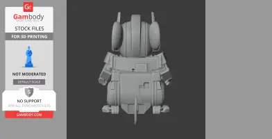 A 3D model of Jerry Mouse fused with Optimus Prime, viewed from the back, ready for 3D printing.