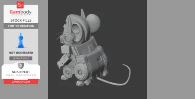 A 3D model of a robot-mouse hybrid, combining features of Jerry Mouse and Optimus Prime.