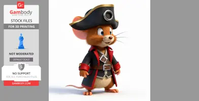 Jerry Mouse Pirate Ring Figure - Mashup Figure STL