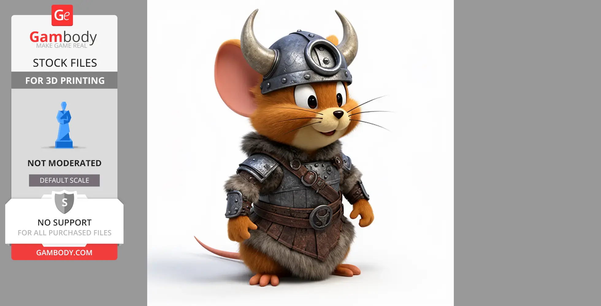 Jerry Mouse Viking Ring Figure - Mashup Figure STL
