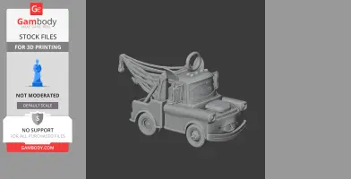 A 3D model of a tow truck with vampire-themed details, designed for 3D printing.
