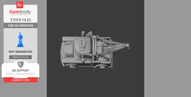 Top view of a tow truck-style 3D model with intricate mechanical details for 3D printing.