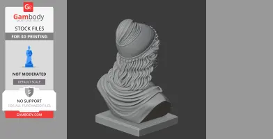 Bust of Mithridates VI with a helmet and detailed drapery, designed for 3D printing.