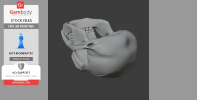 3D model of a gibbon skull for 3D printing, showing detailed teeth and bone structure.