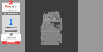 Gray 3D model of Kingerby Castle with intricate architectural details for 3D printing.