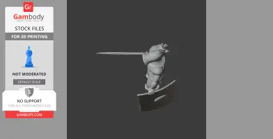 A 3D model of a muscular gladiator with a sword and shield in ancient armor.