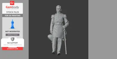 Civil War soldier 3D model; standing pose in uniform with saber and hat.