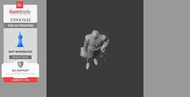 A 3D model of a Civil War soldier in uniform, holding a scroll and a sword, designed for 3D printing.