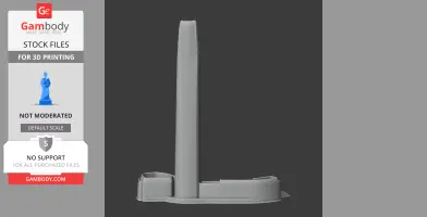 Minimalist gray 3D model of Lotte World Tower on a platform for 3D printing.
