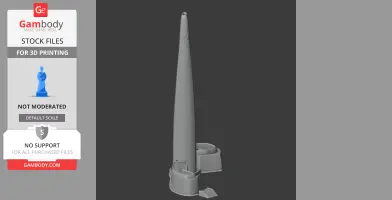A detailed 3D model of the Lotte World Tower for 3D printing, displayed on a dark background.