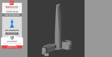 A 3D model of Lotte World Tower, a tall, sleek skyscraper with a distinctive curved base.