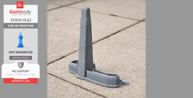 Gray 3D printed Lotte World Tower model on pavement.