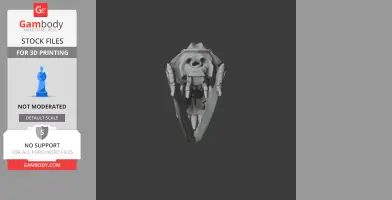 3D model of a gymnure skull replica in gray, suitable for 3D printing.