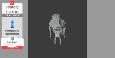 Realistic gymnure skull 3D model in gray, for 3D printing, displayed from a front view.