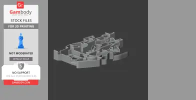 Model of Ludlow Castle's intricate layout for 3D printing on a dark background.