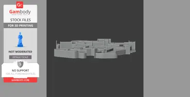 A detailed 3D model of Ludlow Castle with walls and towers, ready for 3D printing.