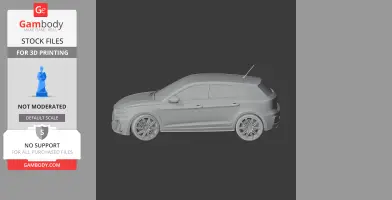 3D model of an Audi A1 side view, designed for 3D printing.