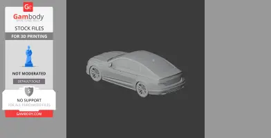3D model of an Audi A4 car, designed for 3D printing, shown in a grayscale render.