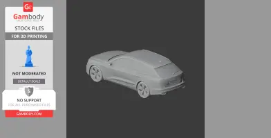 3D model of a sleek Audi e-tron car, viewed from the rear side angle, designed for 3D printing.