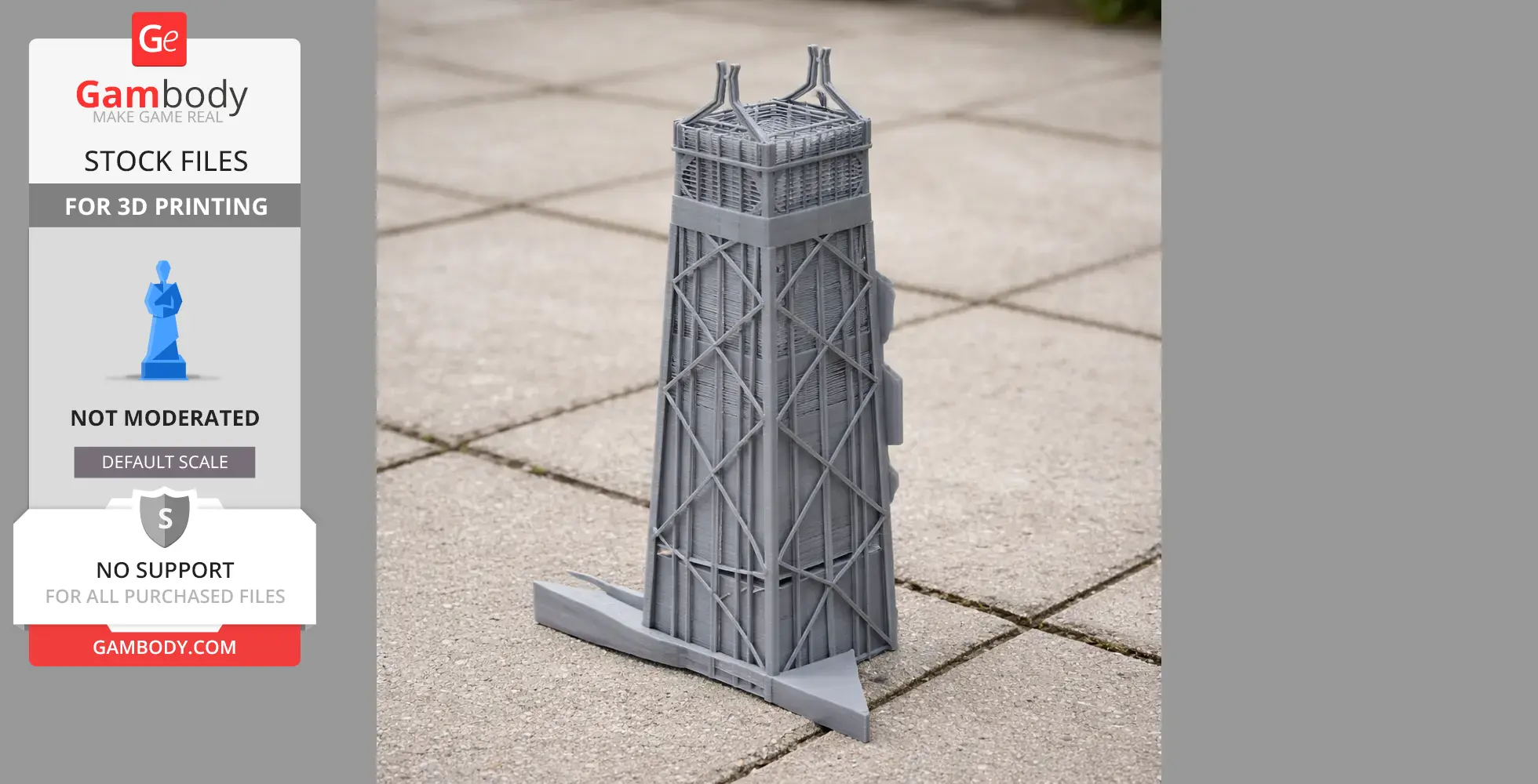 3D-printed model of the John Hancock Center building on a tiled surface.