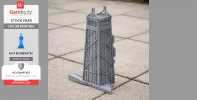 3D-printed model of the John Hancock Center building on a tiled surface.