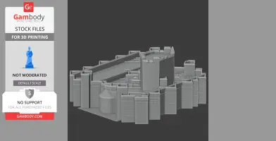 3D model of Manchester Castle with detailed walls and towers for printing.