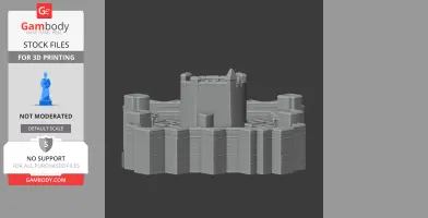 3D model of Manchester Castle with towers and detailed walls for 3D printing.