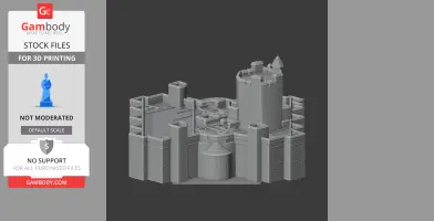 A detailed 3D model of Manchester Castle with towers and walls, designed for 3D printing.