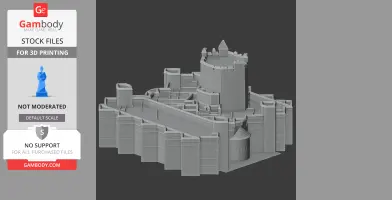 3D model of a medieval-style castle with multiple towers and walls, designed for 3D printing.