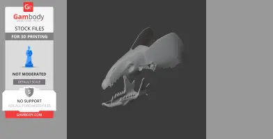3D model of a Greater White-toothed Shrew skull, detailed and ready for 3D printing, shown in profile.