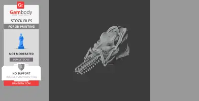 3D model of a green tree python skull, showcasing detailed bone structure for printing.