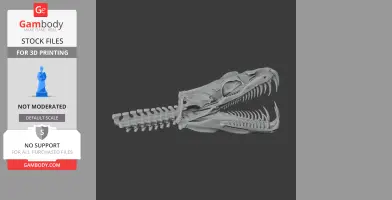 3D model of a green tree python skull, showing detailed bones and open jaw, set for 3D printing.