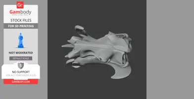 3D model of a Hippidion skull, detailed and textured, displayed for 3D printing.