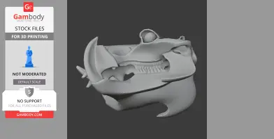 3D model of a Hippidion skull, showing detailed teeth and bone structure for printing.