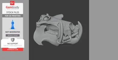 A detailed 3D model of a Hippidion skull, showcasing its structure for 3D printing.