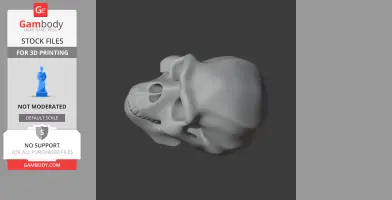3D model of a Homo Erectus skull, side view, designed for 3D printing.